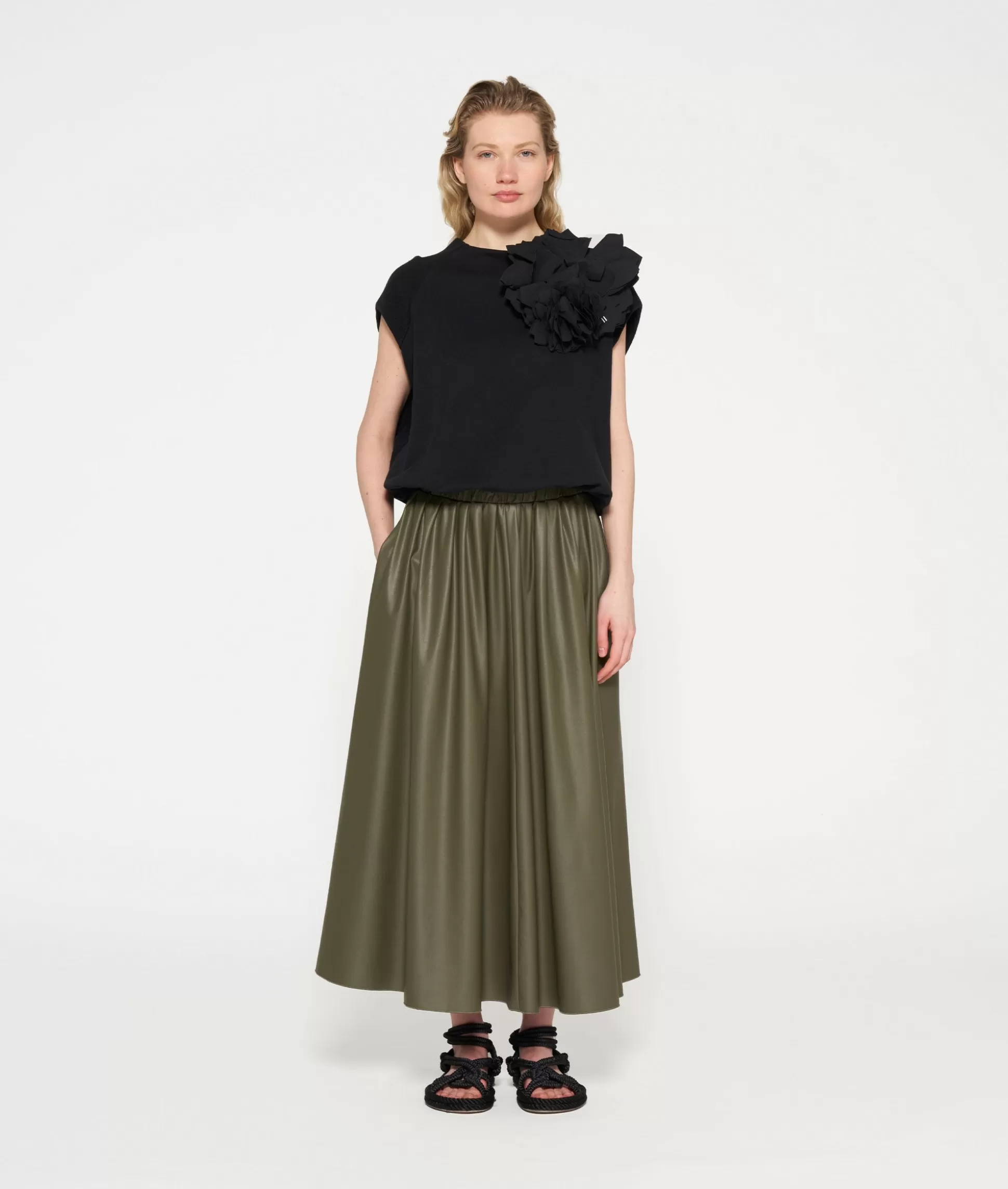 Leather Look Pleated Skirt>10DAYS Shop